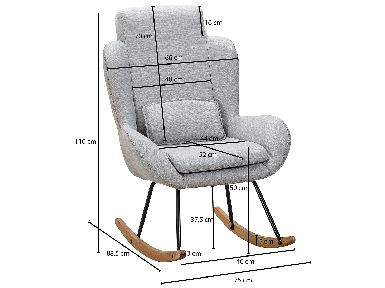 Schaukelstuhl CAPRI Relaxsessel Schwingsessel Stoff Schwingstuhl Polster
