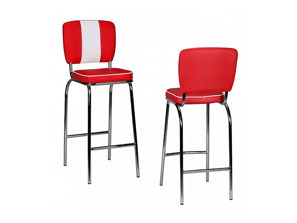 2er Set Barhocker American Diner Barstuhl 50er Jahre Retro Stuhl US Doppelpack