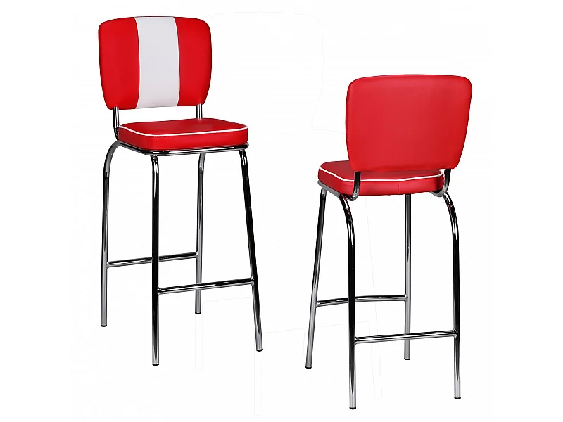 2er Set Barhocker American Diner Barstuhl 50er Jahre Retro Stuhl US Doppelpack