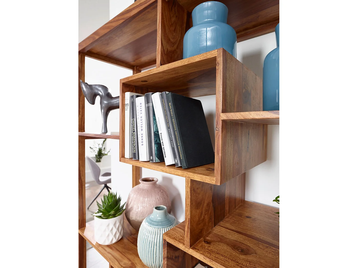 Bibliothèque 115x180 cm Bois Massif Étagère Ouverte XXL Indépendante