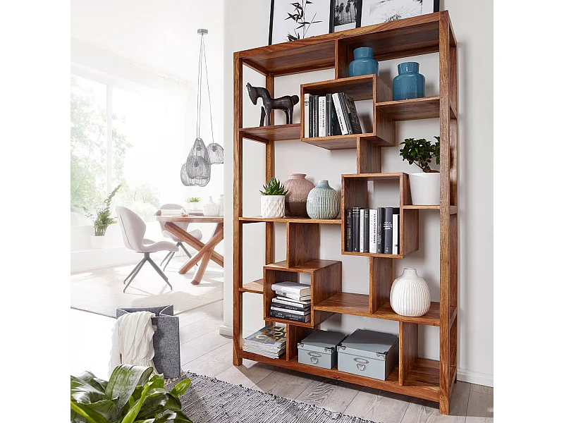 Bibliothèque 115x180 cm Bois Massif Étagère Ouverte XXL Indépendante