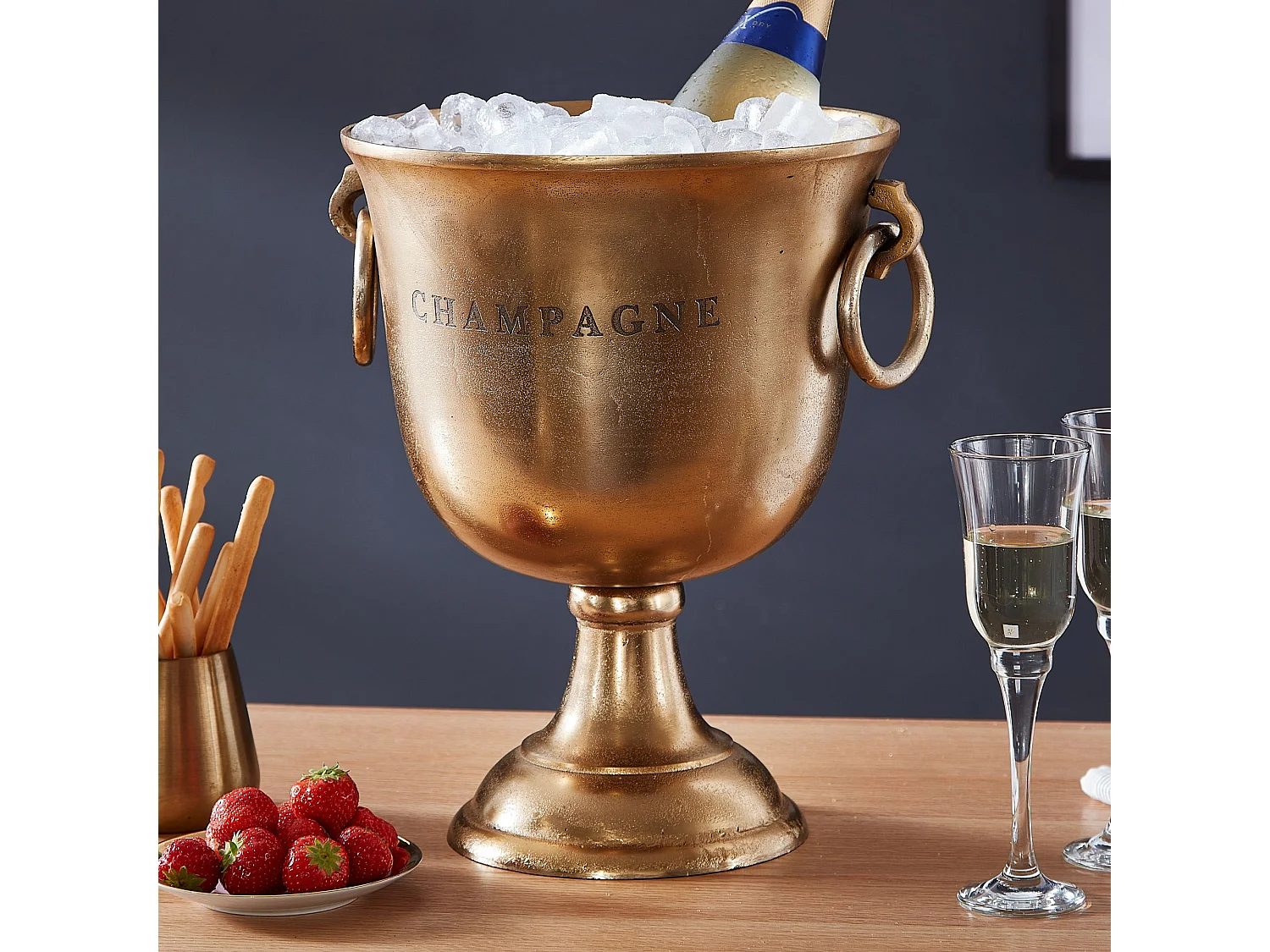 Champagnerkühler  Flaschenkühler 28,5x37,5x28,5 cm Sektkühler Groß Massiv