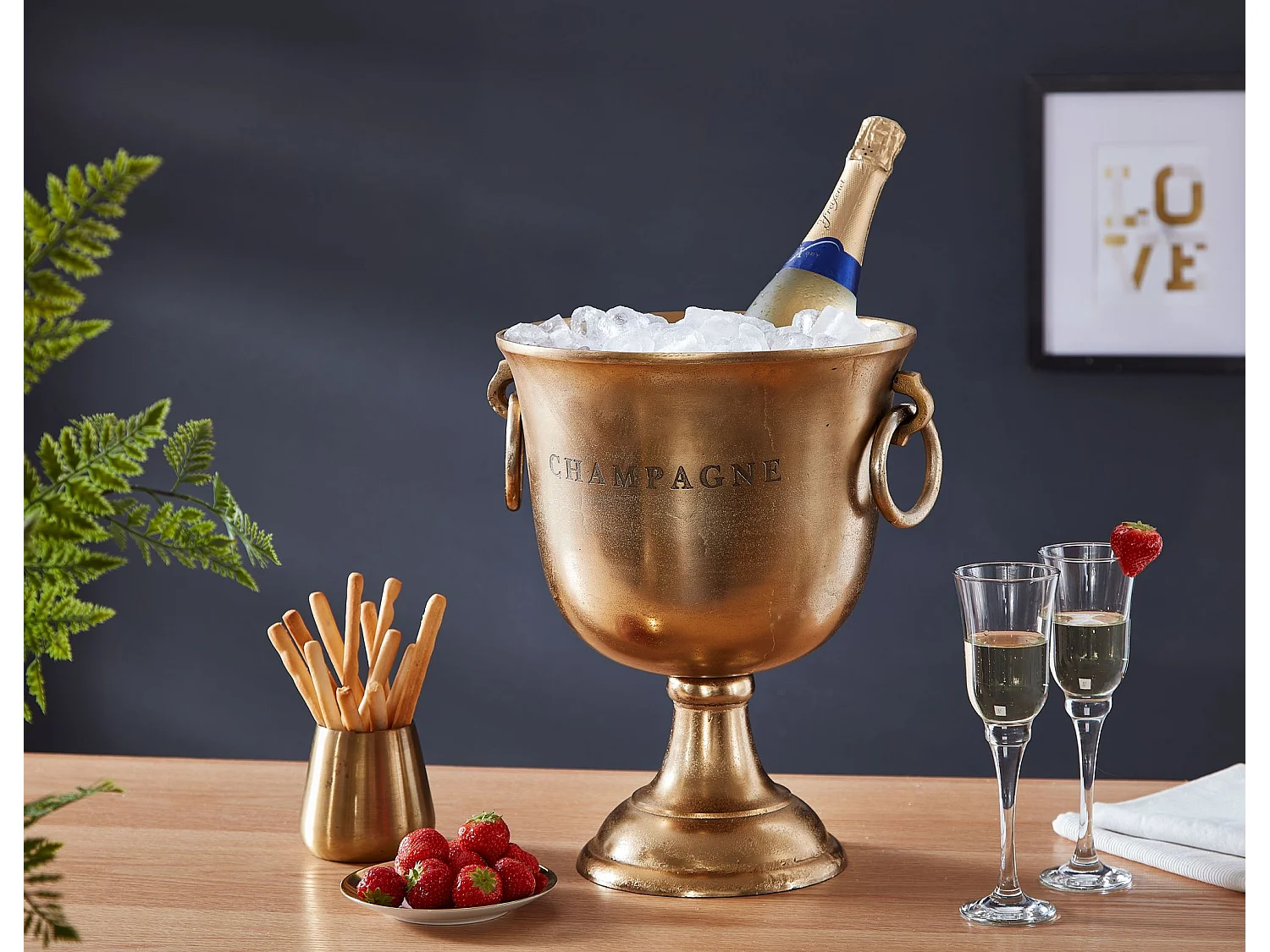 Champagnerkühler  Flaschenkühler 28,5x37,5x28,5 cm Sektkühler Groß Massiv