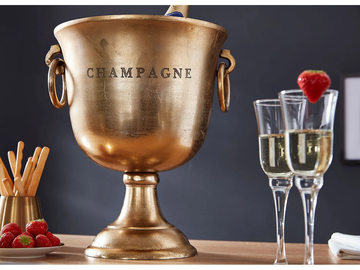 Champagnerkühler  Flaschenkühler 28,5x37,5x28,5 cm Sektkühler Groß Massiv