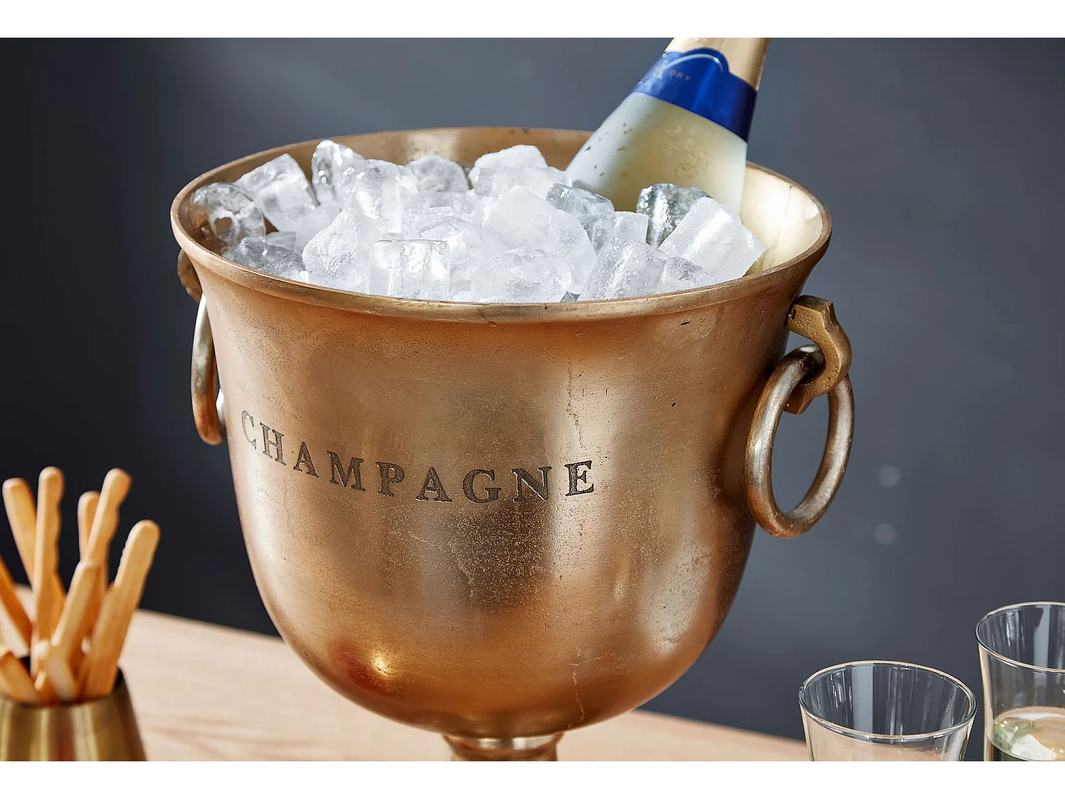 Champagnerkühler  Flaschenkühler 28,5x37,5x28,5 cm Sektkühler Groß Massiv