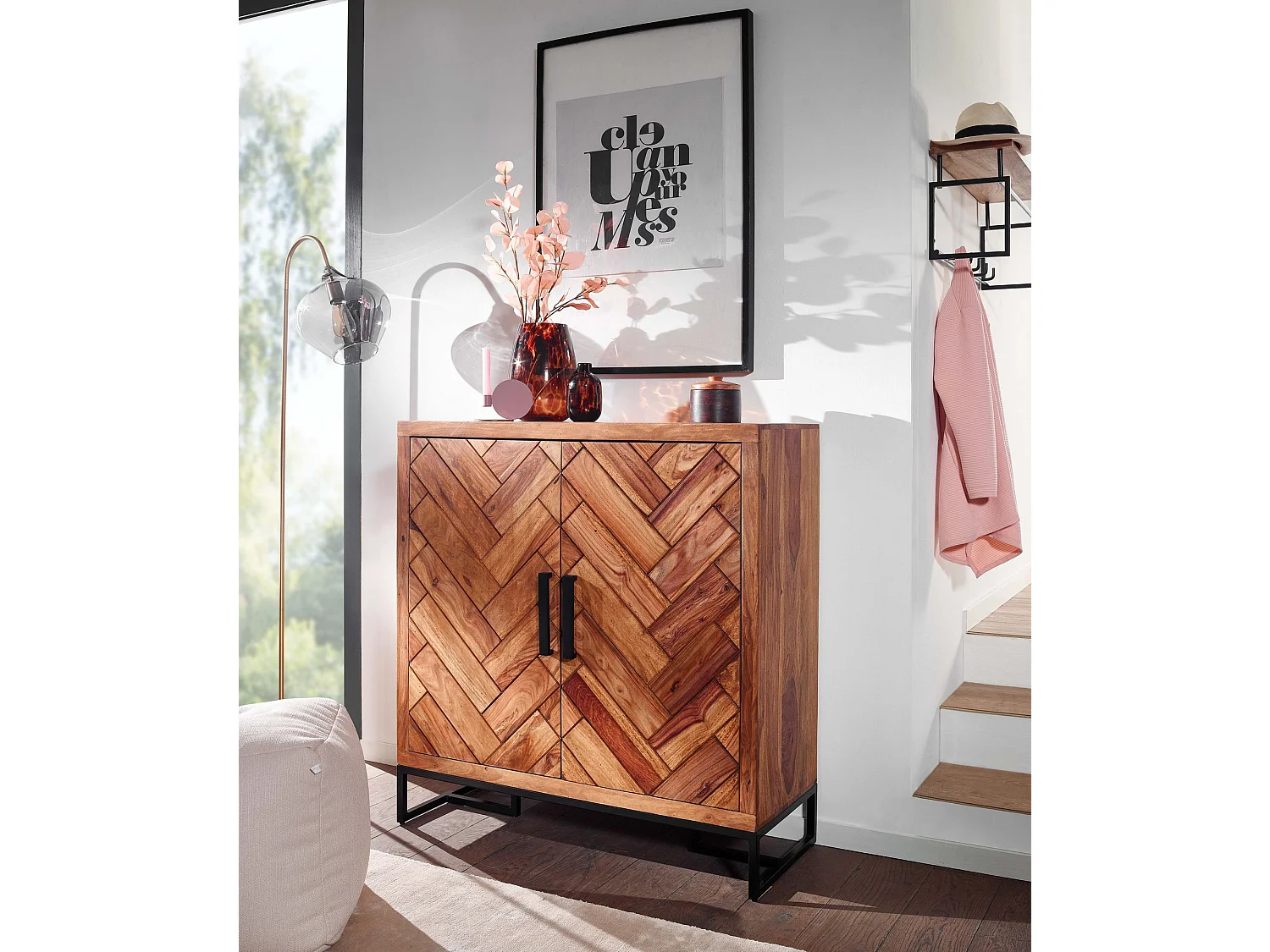 Meuble à Chaussures Bois Massif 100 cm Rangement Meuble de Entrée