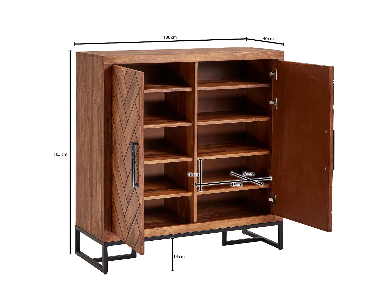 Meuble à Chaussures Bois Massif 100 cm Rangement Meuble de Entrée