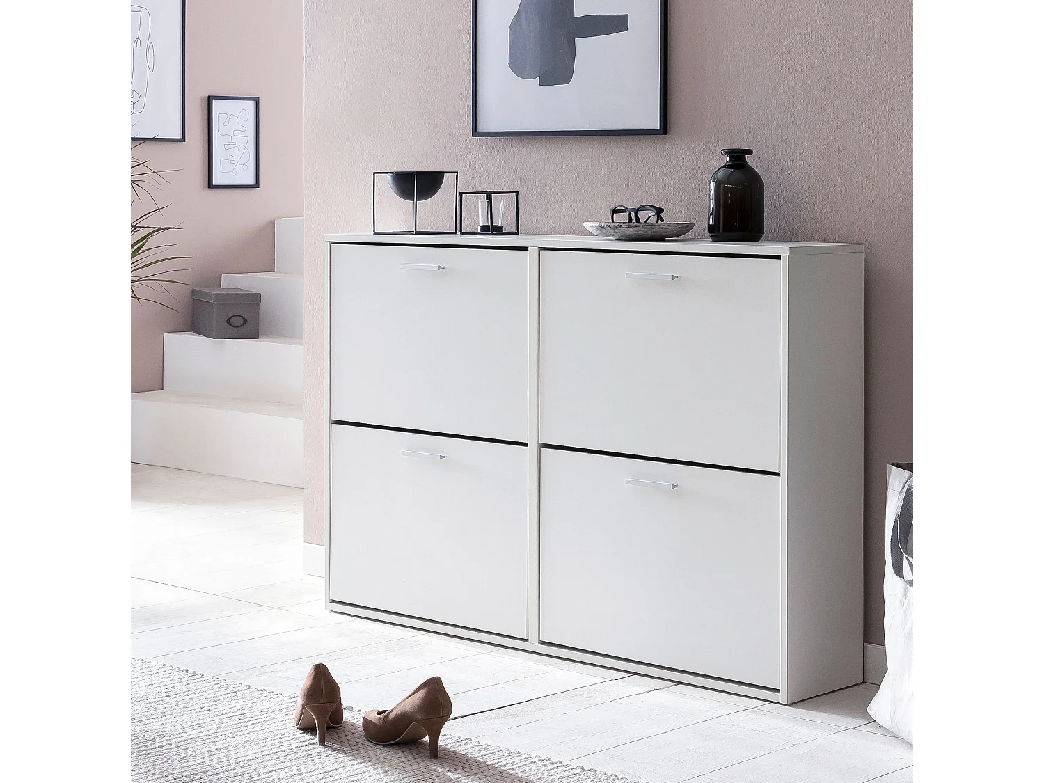 Schuhkipper Schuhschrank Schuhregal Flurschrank 24 Paar Schuhe 4 Klappen