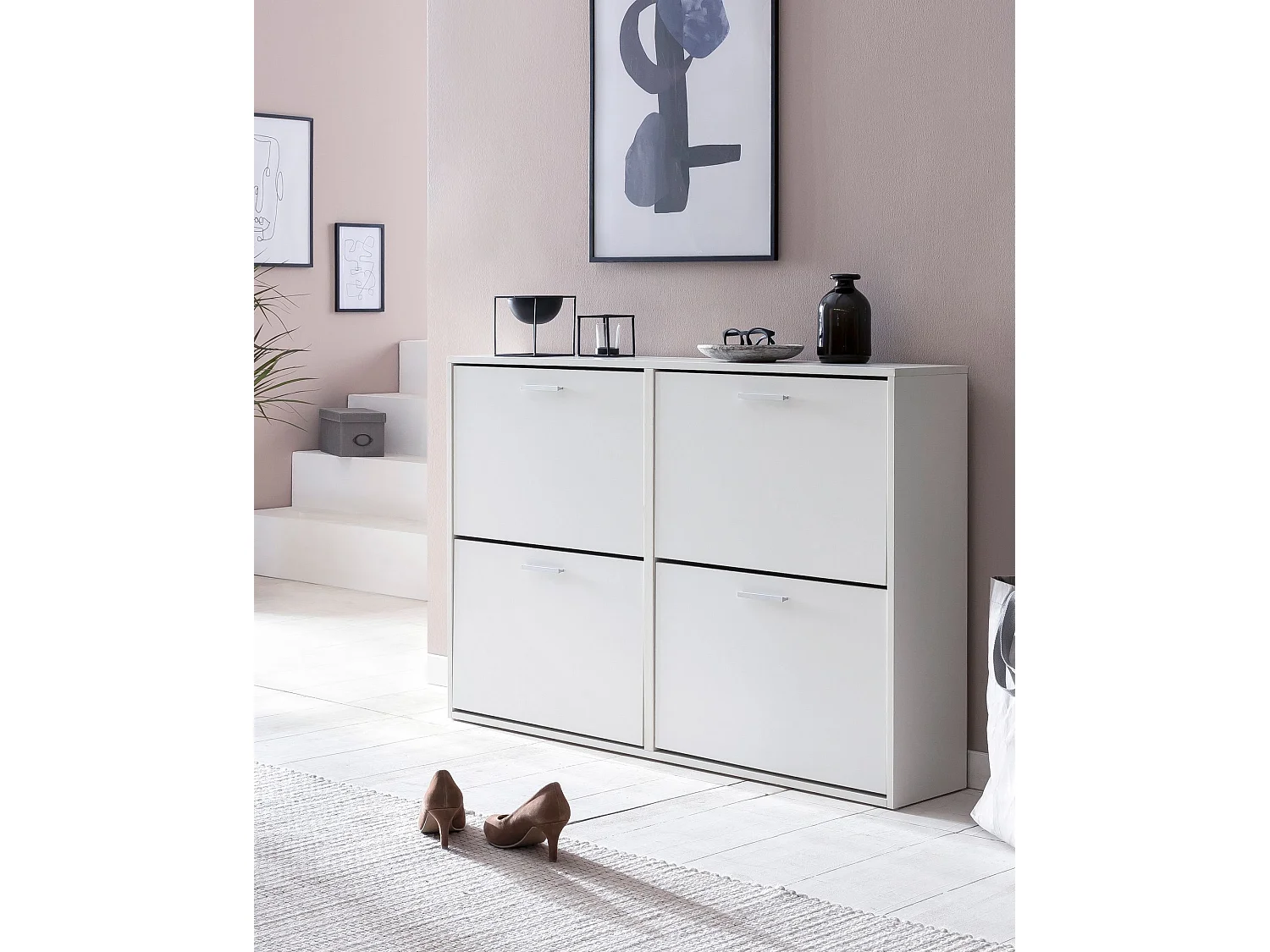 Schuhkipper Schuhschrank Schuhregal Flurschrank 24 Paar Schuhe 4 Klappen