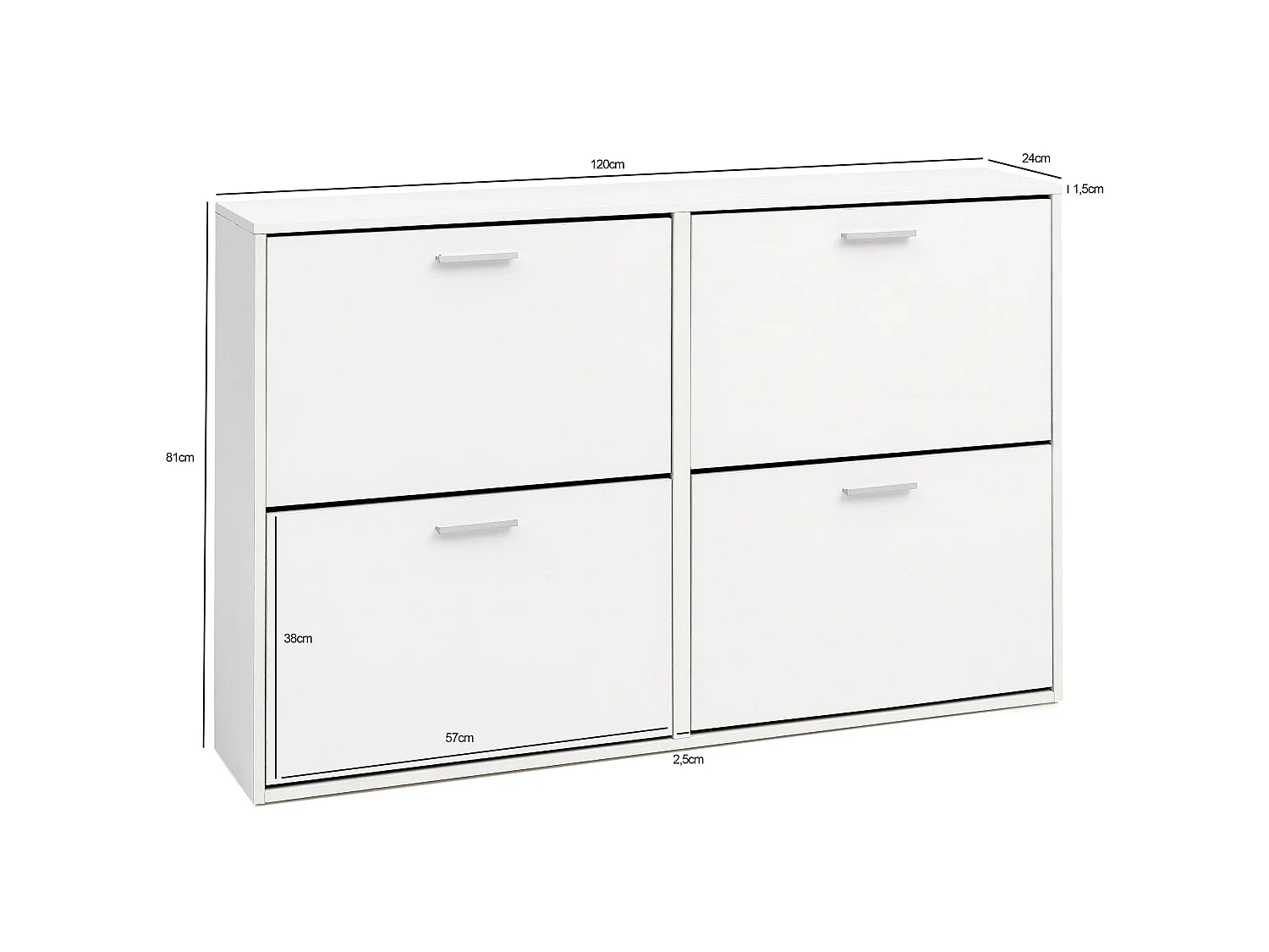 Schuhkipper Schuhschrank Schuhregal Flurschrank 24 Paar Schuhe 4 Klappen