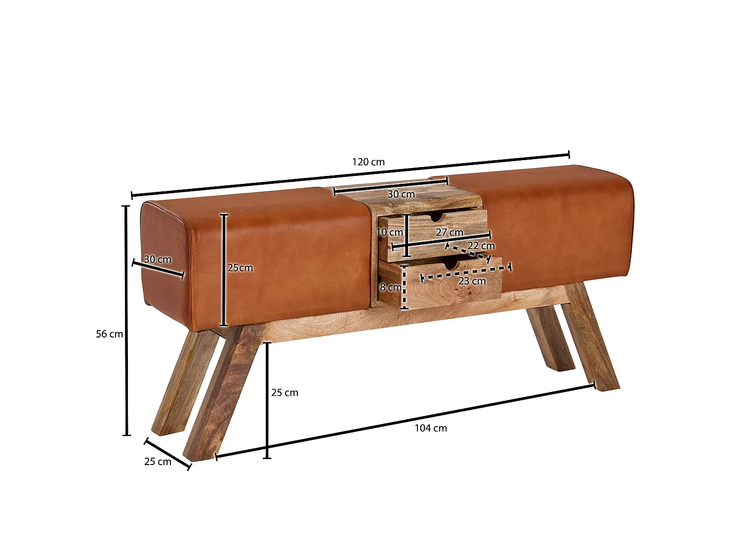Sitzbank Turnbock Echtleder 120 cm Springbock Stauraum Turnhocker Bank