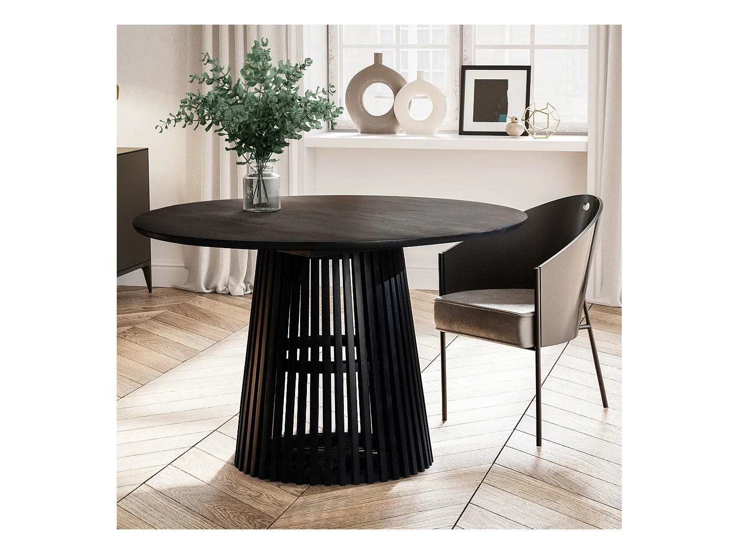 Esszimmertisch  Esstisch 120x120x77 cm Massivholz Schwarz Küchentisch