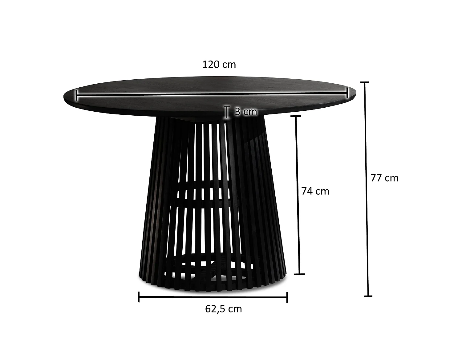 Esszimmertisch  Esstisch 120x120x77 cm Massivholz Schwarz Küchentisch