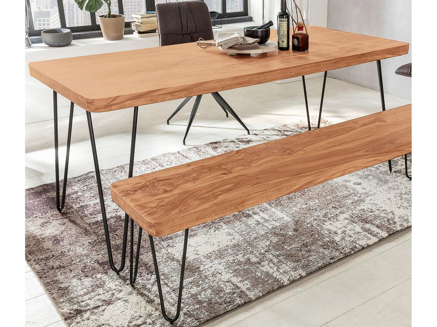 Massivholz Akazie Esstisch 180 x 80 cm Küchentisch Massiv Tisch