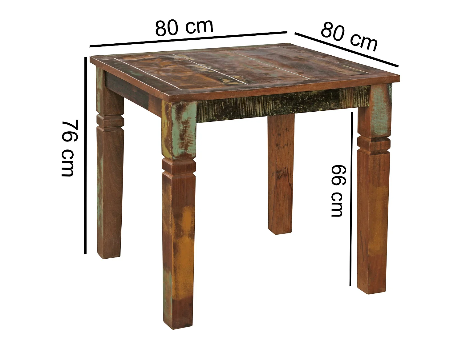 Esstisch 80 x 80 cm Esszimmertisch Shabby Tisch Bootsholz Küchentisch