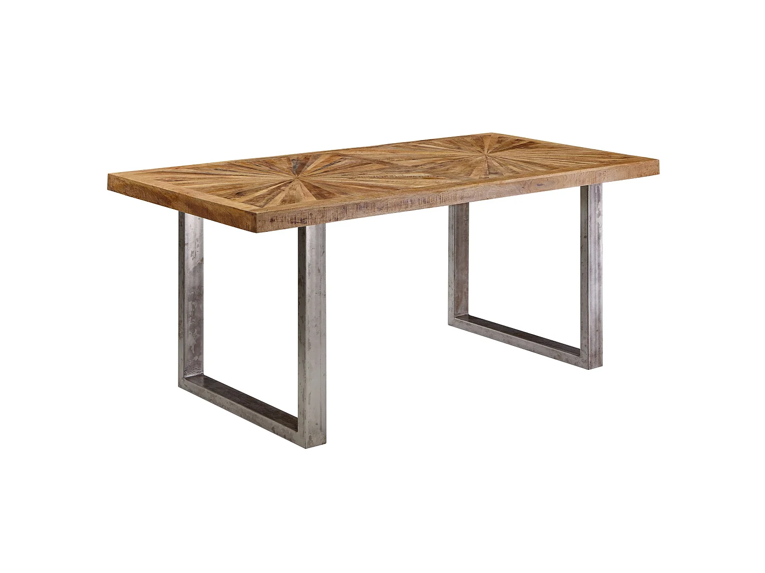 Table Salle à Manger Bois Massif Manguier Métal Industriel Rectangulaire