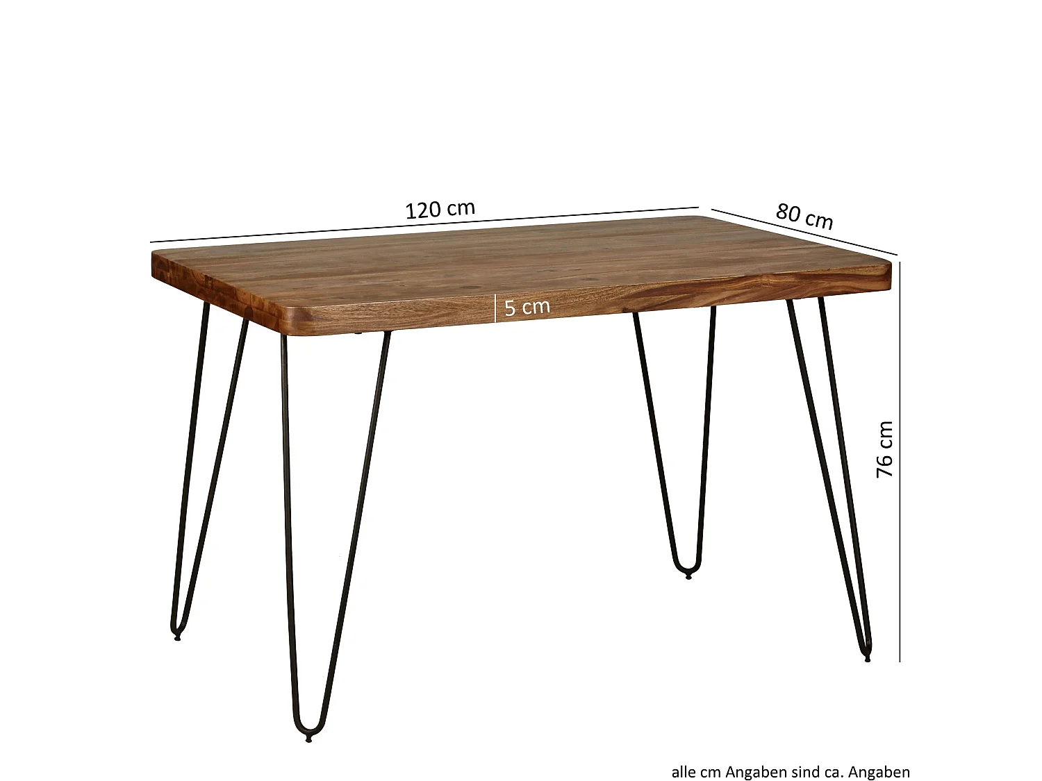 Massivholz Sheesham Esstisch 120 x 80 x 76 cm Küchentisch Massiv