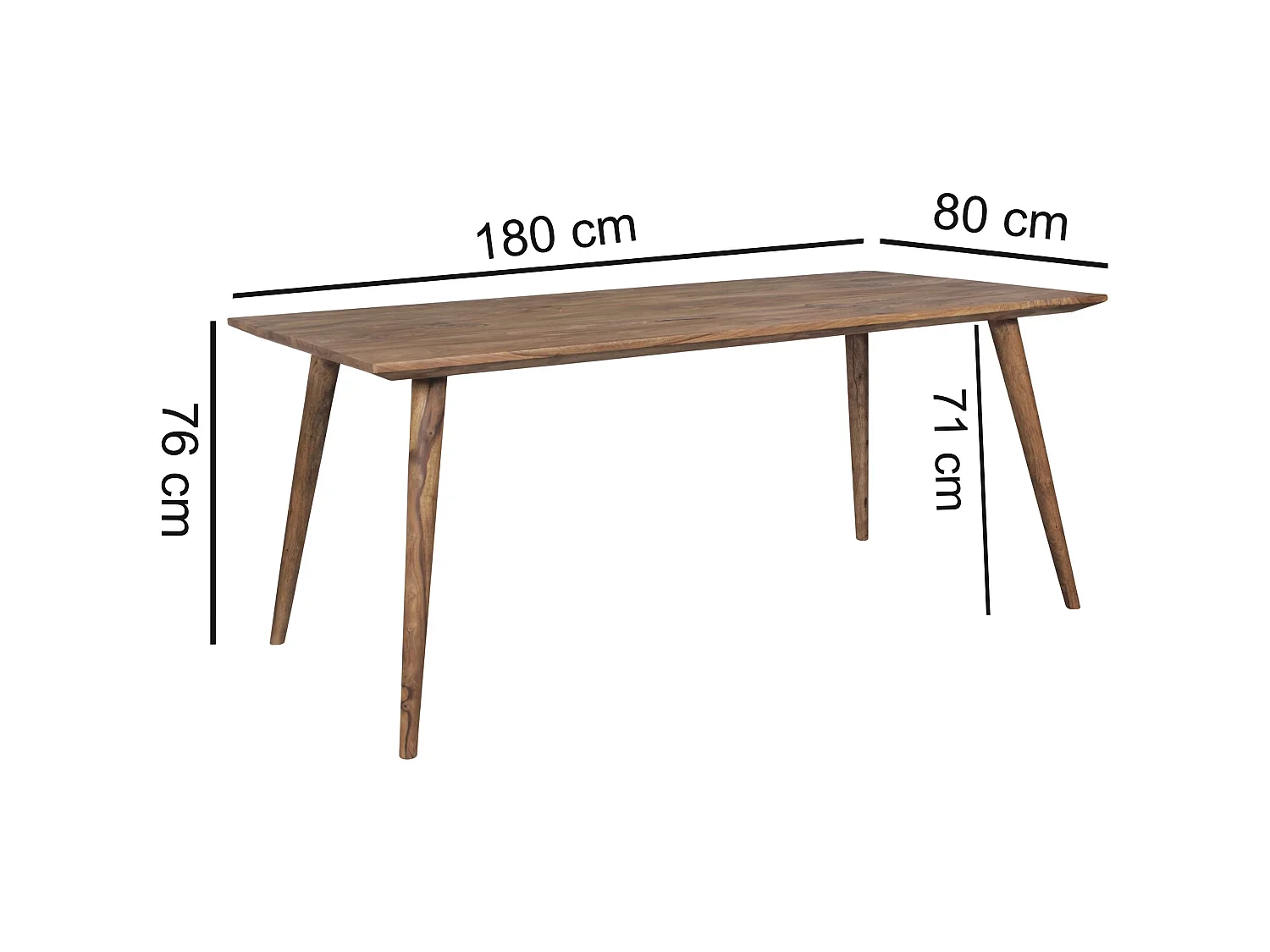 Esstisch 180 x 80 cm Esszimmertisch Sheesham Massiv Holz Tisch