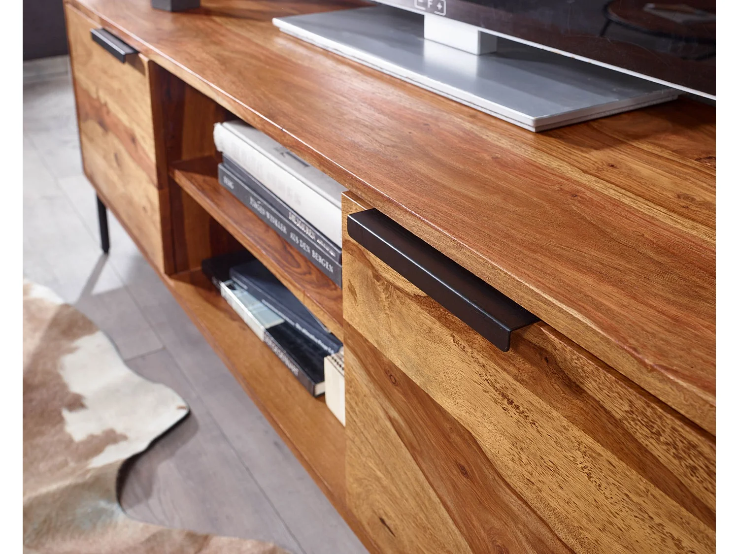 TV Schrank  Lowboard 147x51x38 cm Holz Fernsehkommode Fernsehschrank