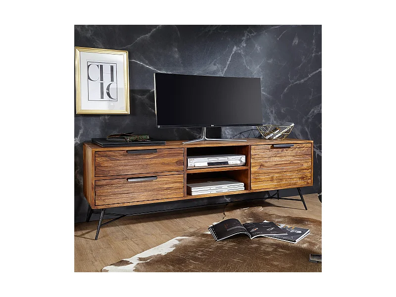 Lowboard Sheesham Massiv Holz Hifi Board Fernsehschrank Wohnzimmer