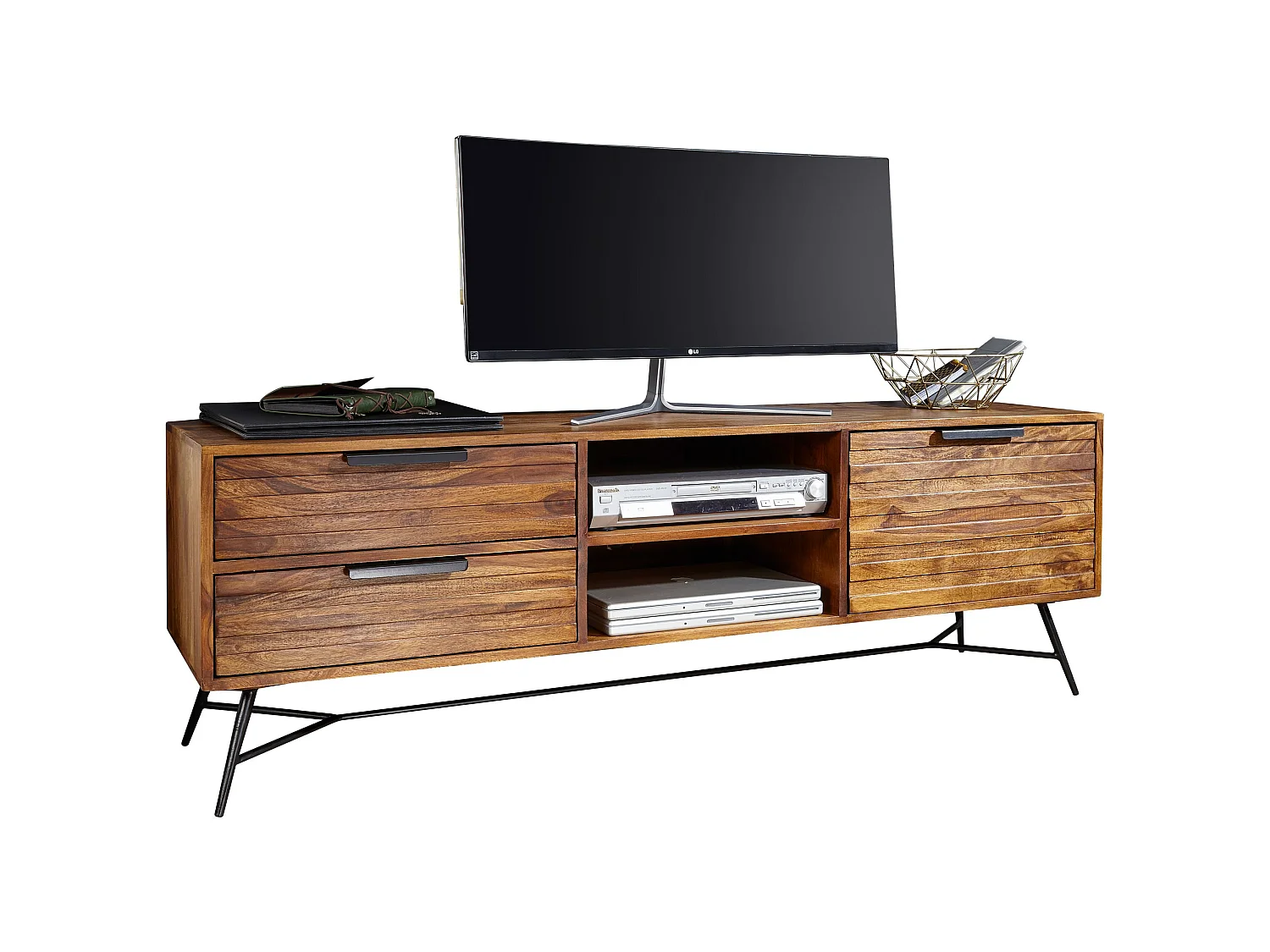 Lowboard Sheesham Massiv Holz Hifi Board Fernsehschrank Wohnzimmer