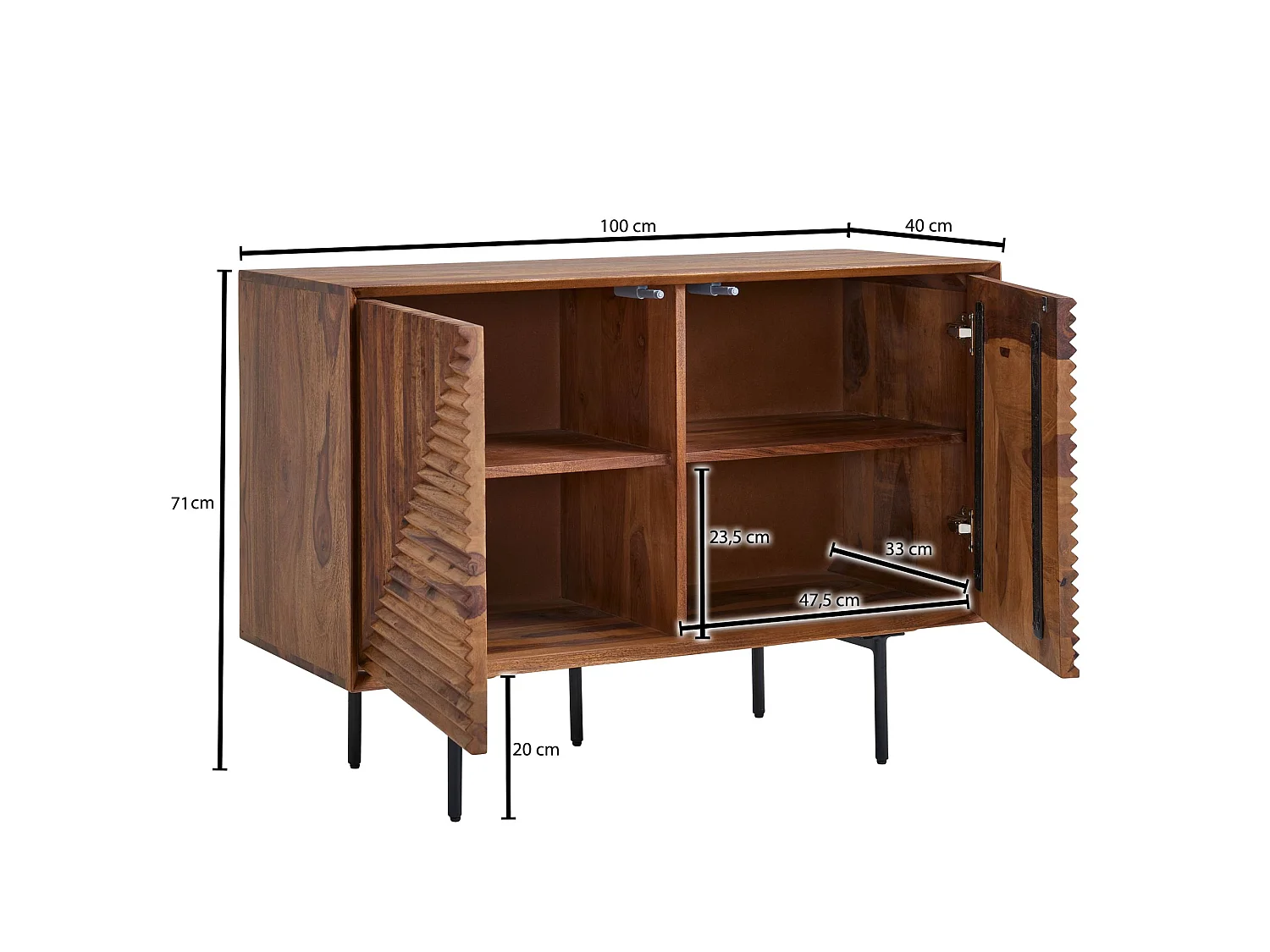 Sideboard  Kommode 100x71x40 cm Holz Massiv Anrichte Modern Standschrank
