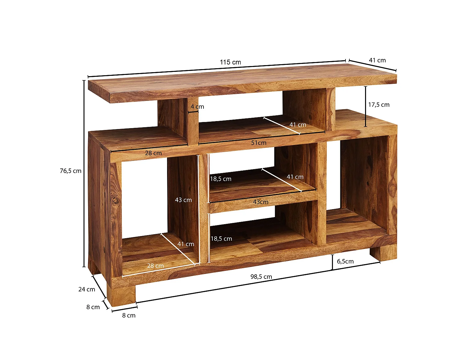 Buffet Sheesham Bois Massif 115 cm Meuble TV Buffet Commode Rangement