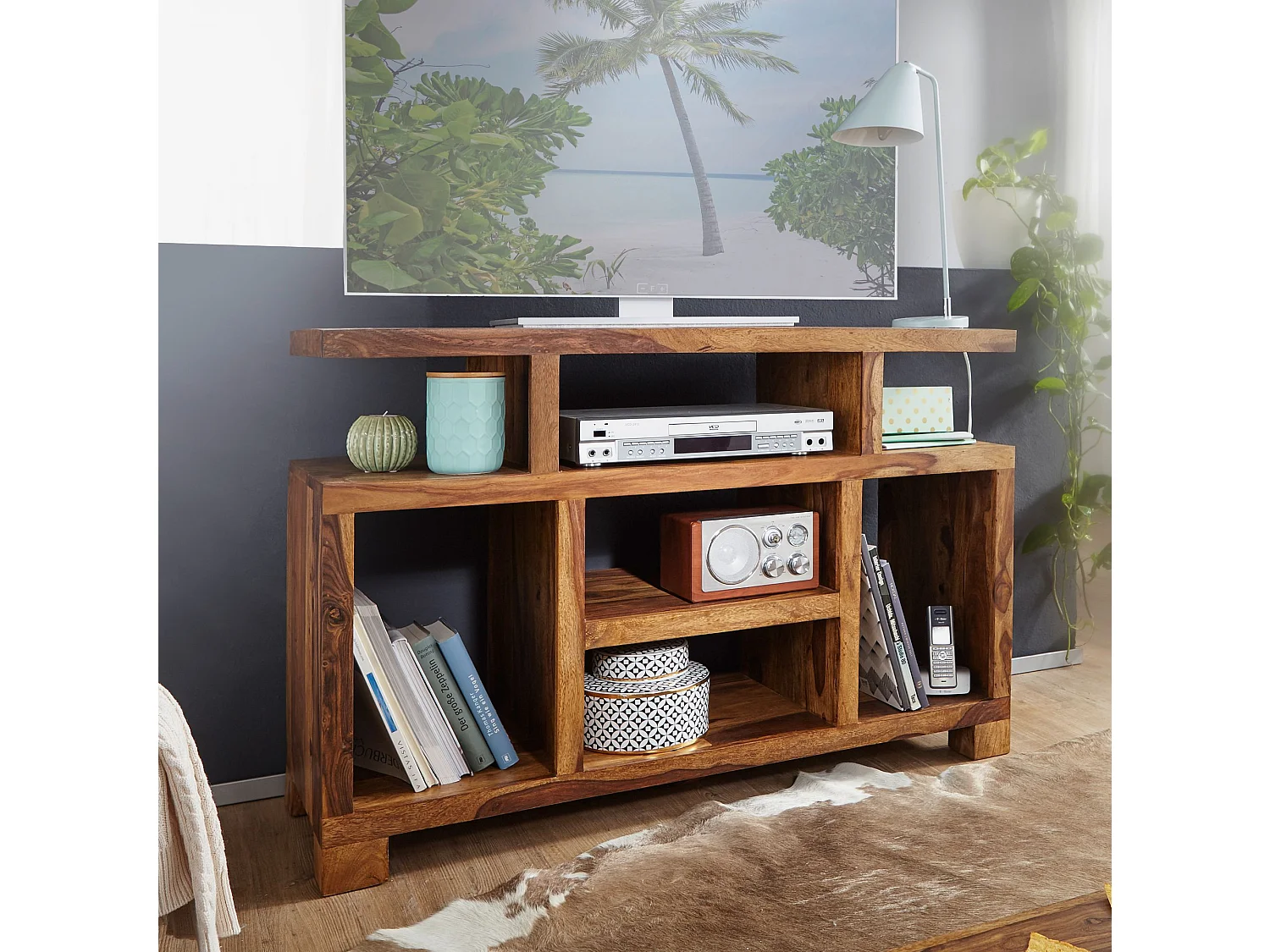 Buffet Sheesham Bois Massif 115 cm Meuble TV Buffet Commode Rangement