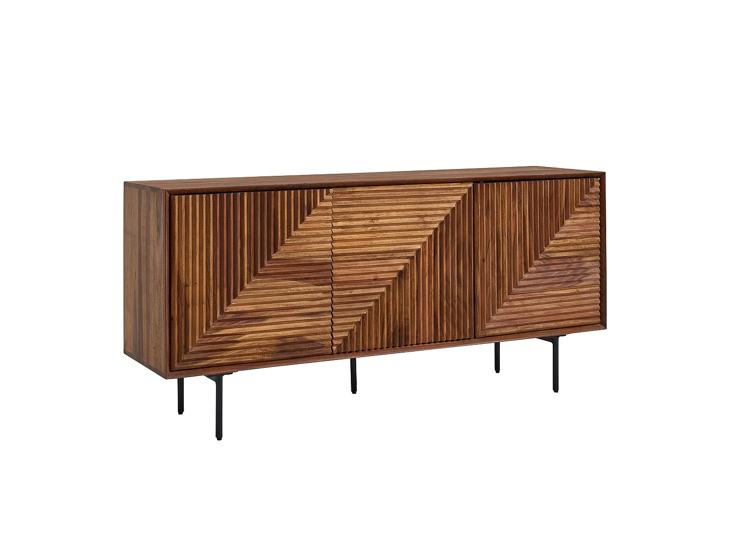 Buffet 148 cm Bois Massif Sheesham Commode Portes Armoire Moderne