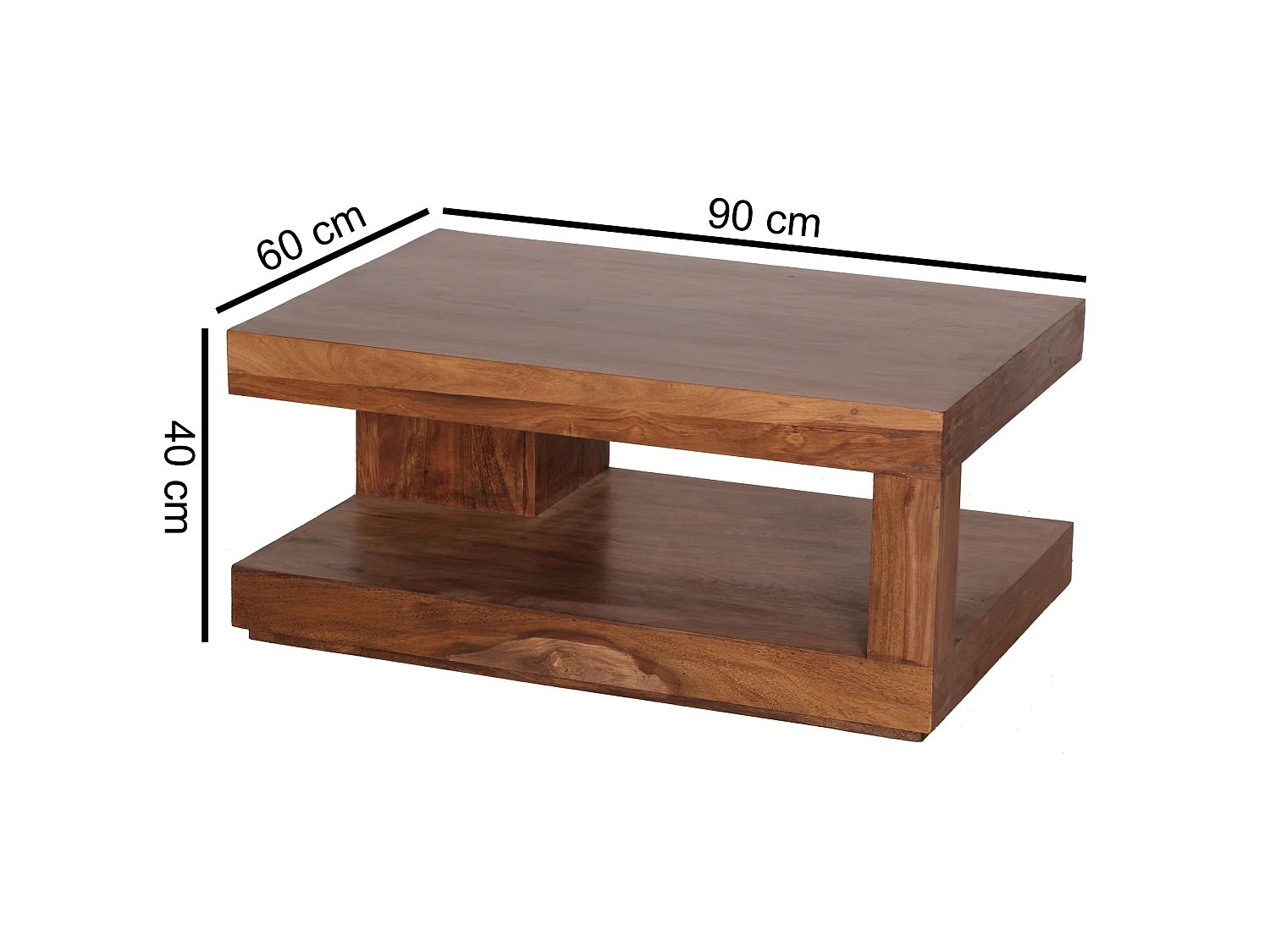 Couchtisch Massivholz 90 cm Wohnzimmertisch Braun Landhaus Beistelltisch