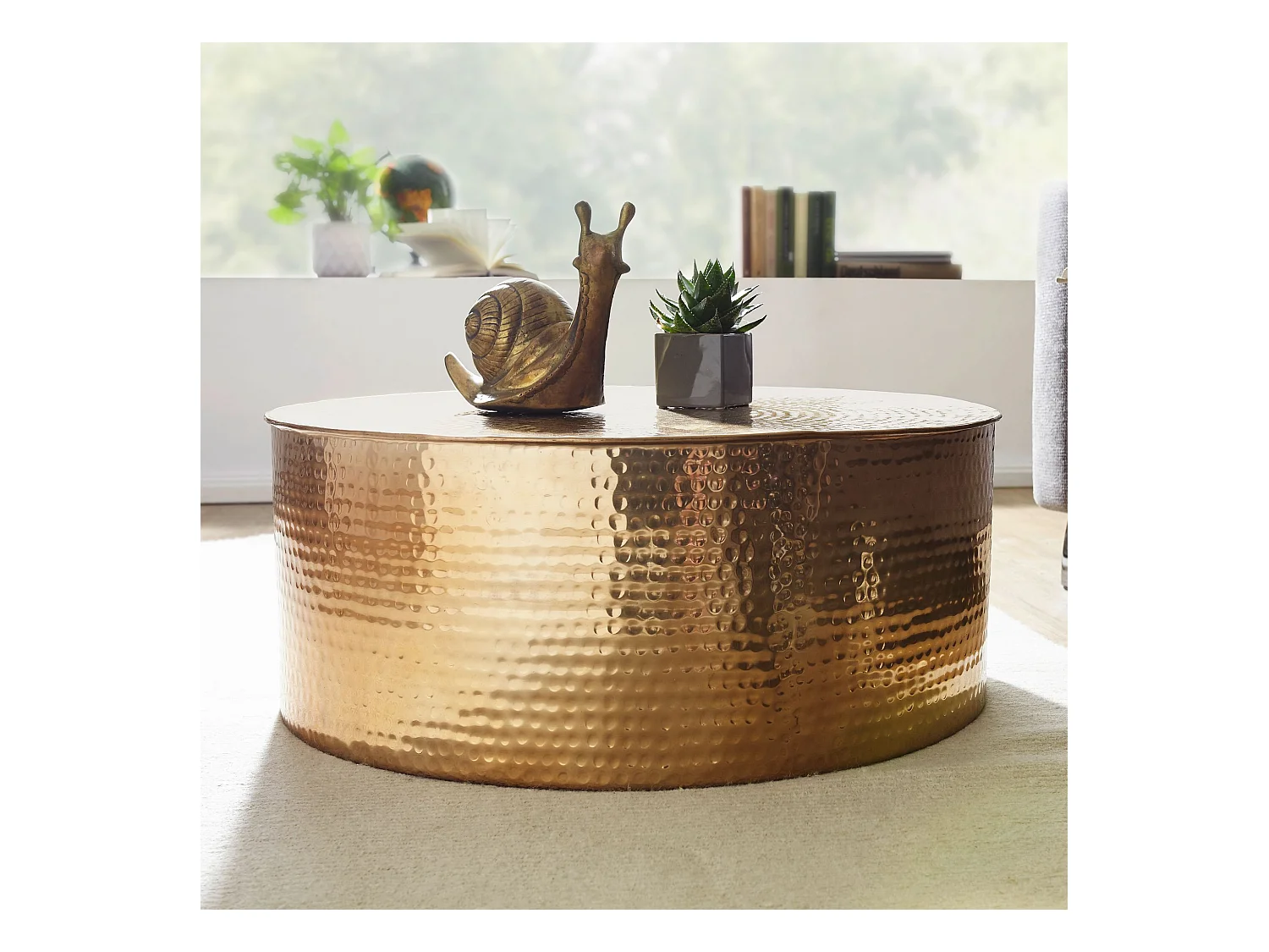 Couchtisch Ø 75 cm Wohnzimmertisch Rund Sofatisch Hammerschlag Tisch