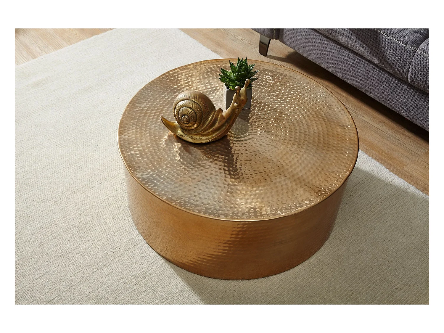 Couchtisch Ø 75 cm Wohnzimmertisch Rund Sofatisch Hammerschlag Tisch