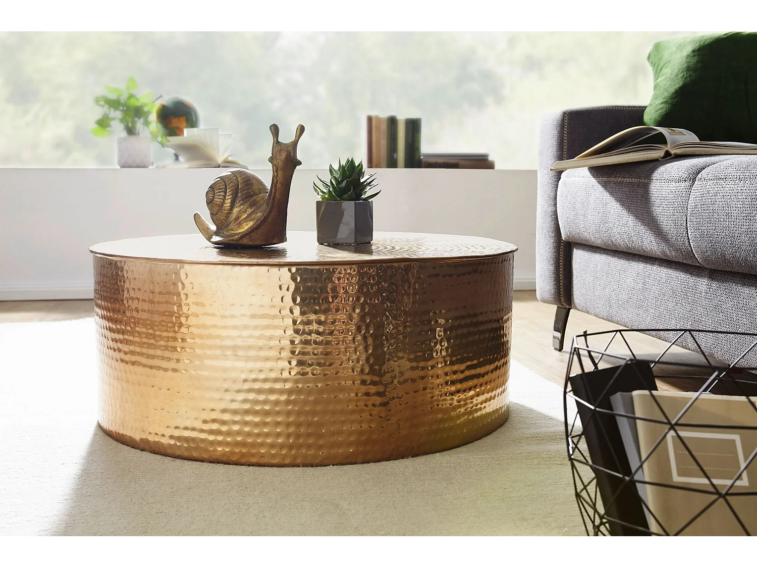 Couchtisch Ø 75 cm Wohnzimmertisch Rund Sofatisch Hammerschlag Tisch