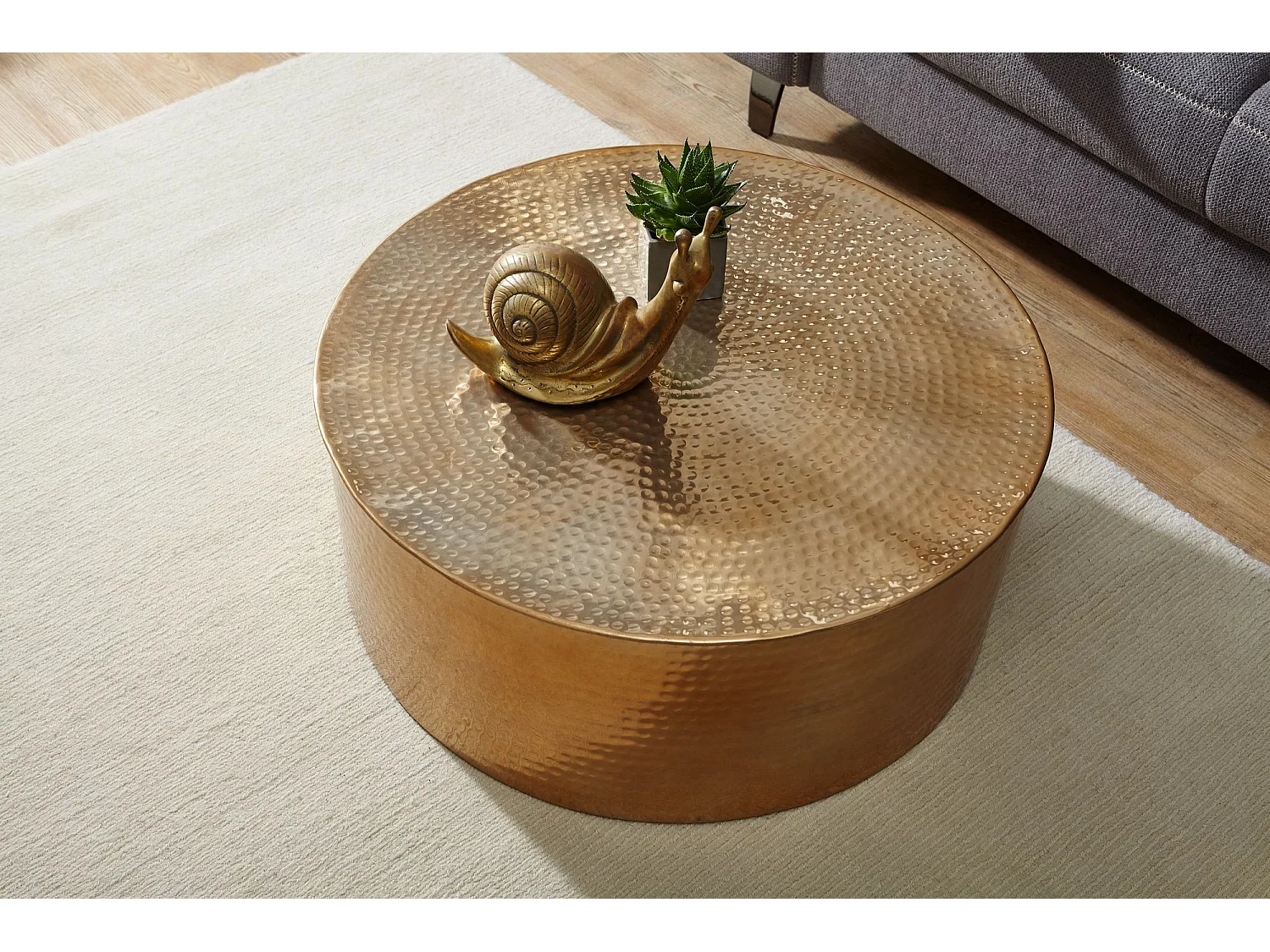 Couchtisch Ø 75 cm Wohnzimmertisch Rund Sofatisch Hammerschlag Tisch