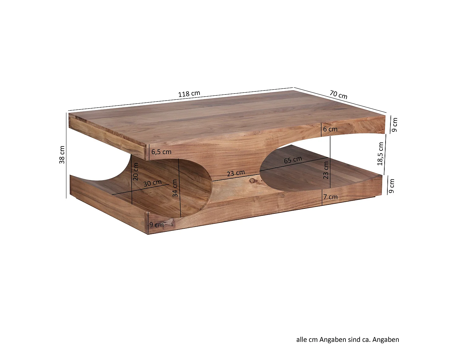 Couchtisch Massivholz 120 cm breit Wohnzimmertisch Landhaus Beistelltisch