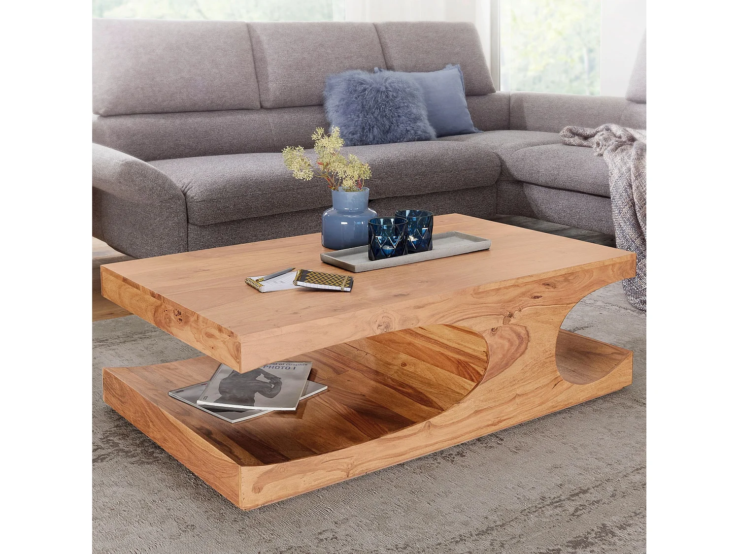 Couchtisch Massivholz 120 cm breit Wohnzimmertisch Landhaus Beistelltisch