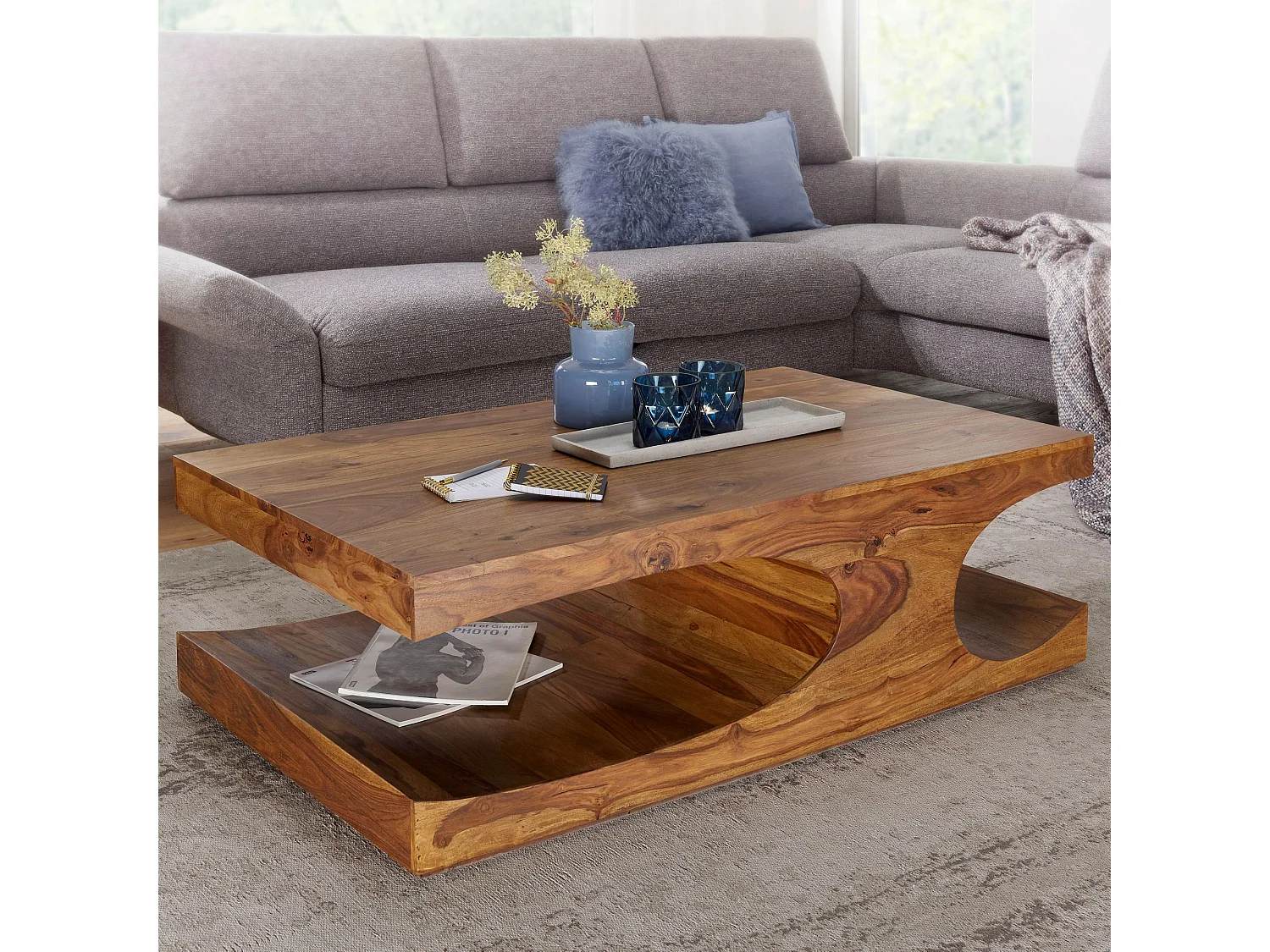 Couchtisch Massivholz 120 cm breit Wohnzimmertisch Landhaus Beistelltisch