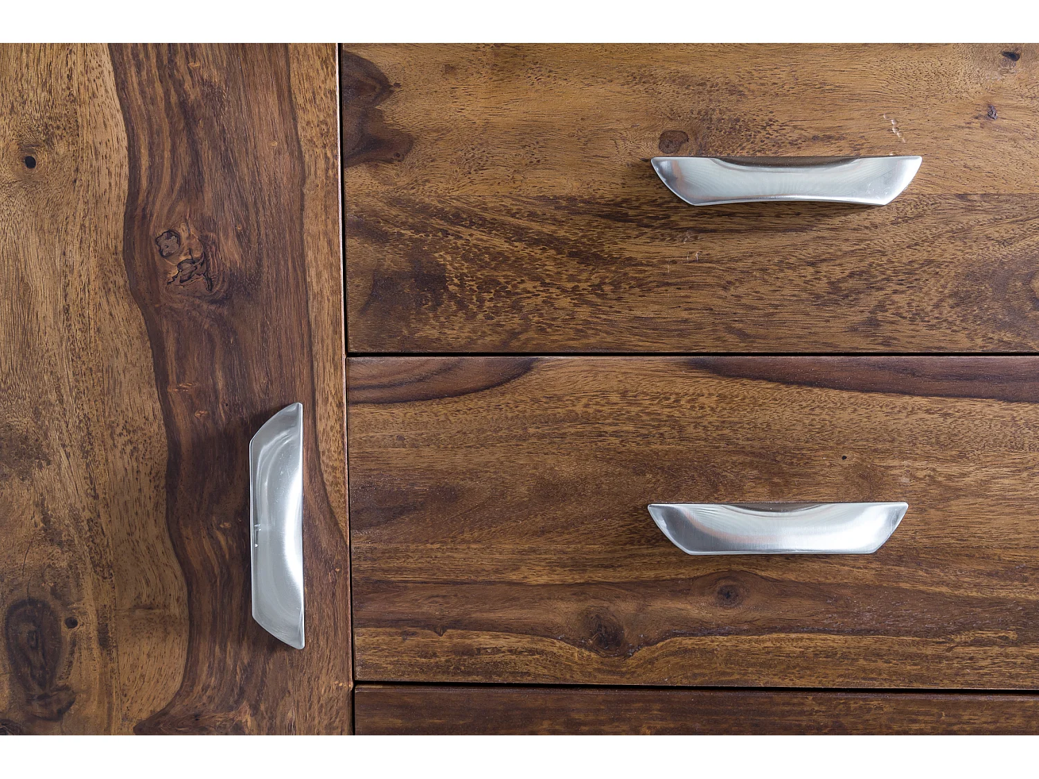 Sideboard Sheesham Massivholz Kunstleder 160cm Kommode Schrank Holz Massiv