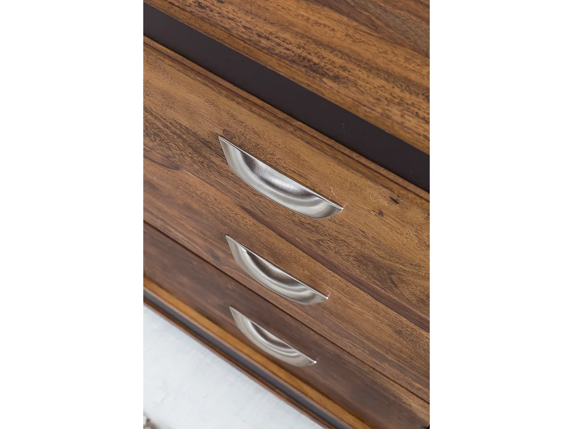Sideboard Sheesham Massivholz Kunstleder 160cm Kommode Schrank Holz Massiv