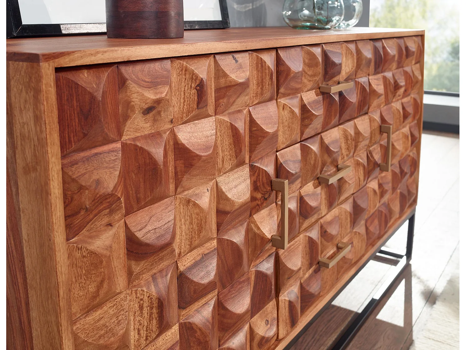 Sideboard  Kommode 145x81x45 cm Holz Massiv Anrichte Modern Standschrank