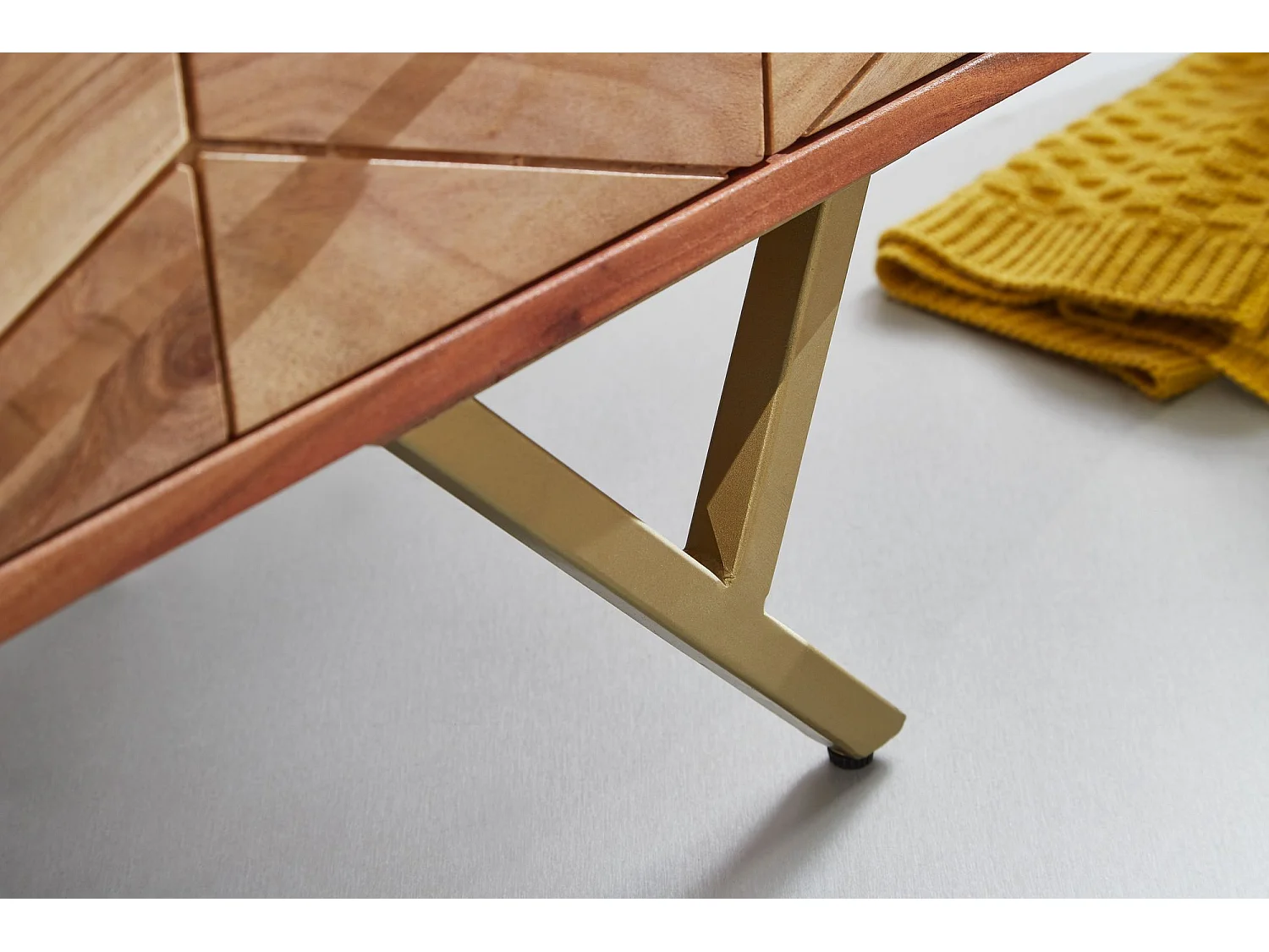 Sideboard 90x86,5x40cm Massivholz / Metall Anrichte Schubladen Kommode