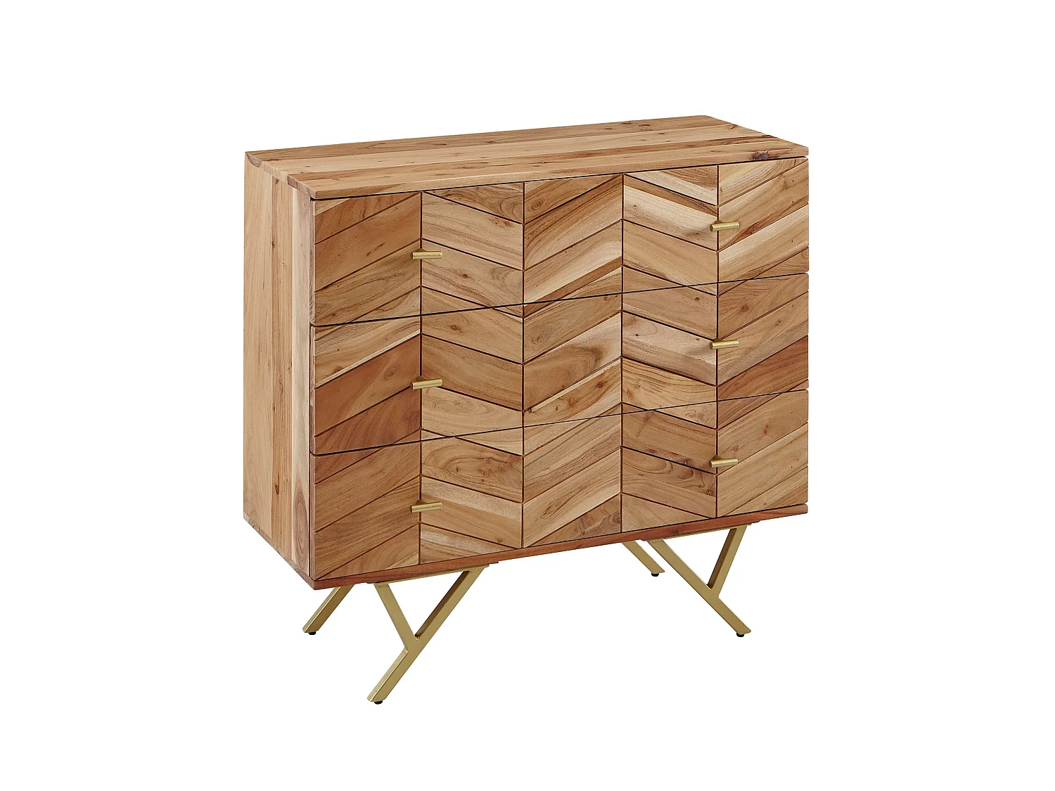 Sideboard 90x86,5x40cm Massivholz / Metall Anrichte Schubladen Kommode