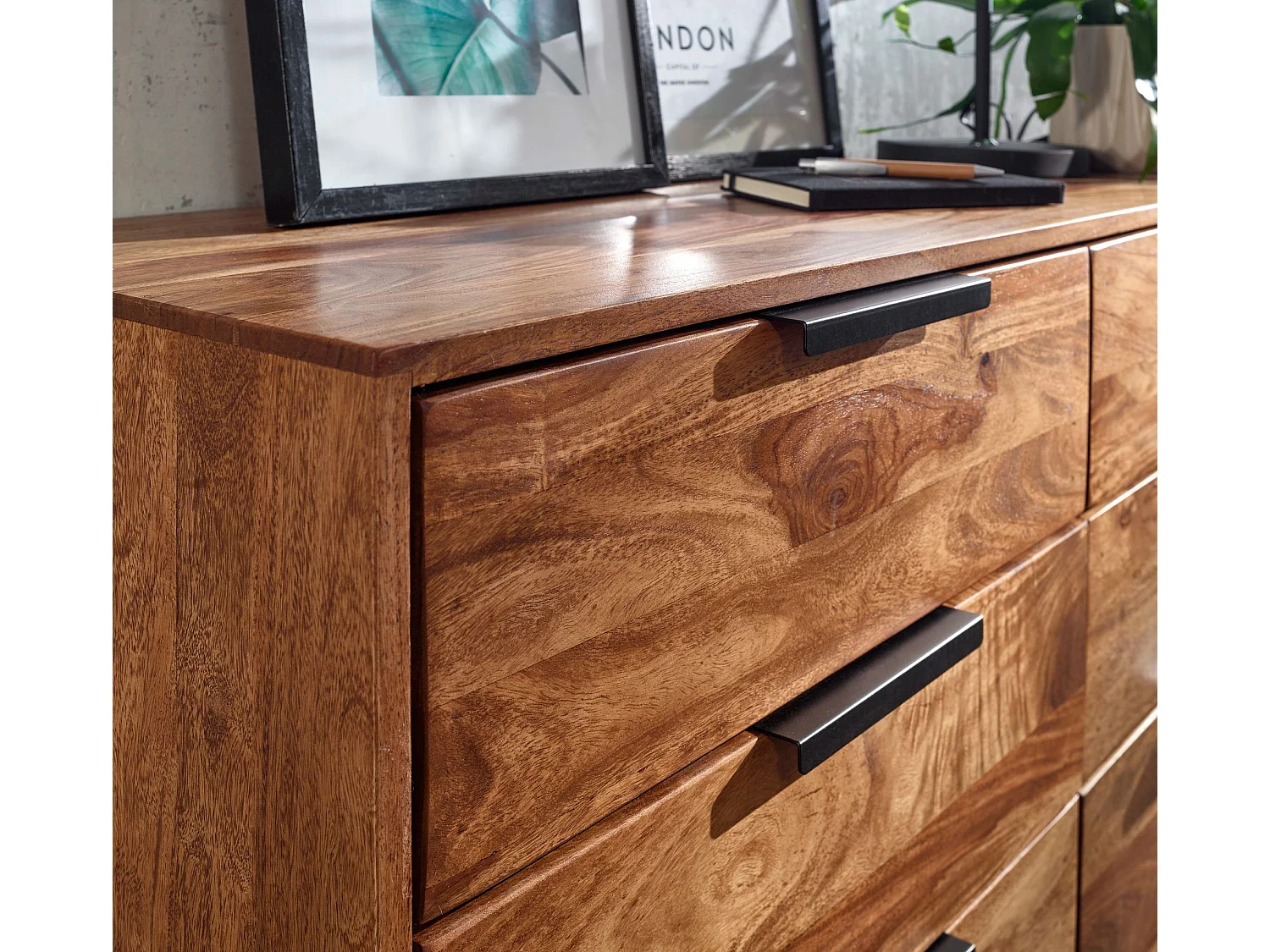 Kommode  Sideboard 117x80x42 cm Holz Massiv Anrichte Schubladenkommode