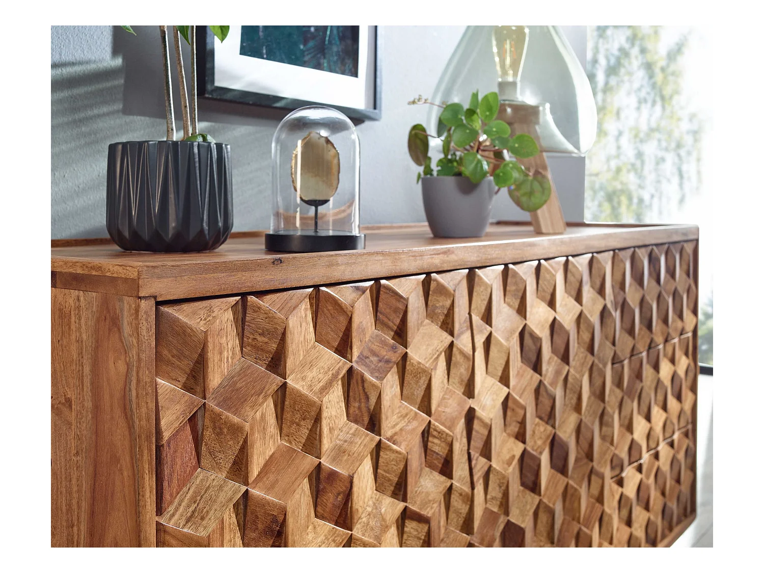 Sideboard  Kommode 138x76x45 cm Holz Massiv Anrichte Modern Standschrank