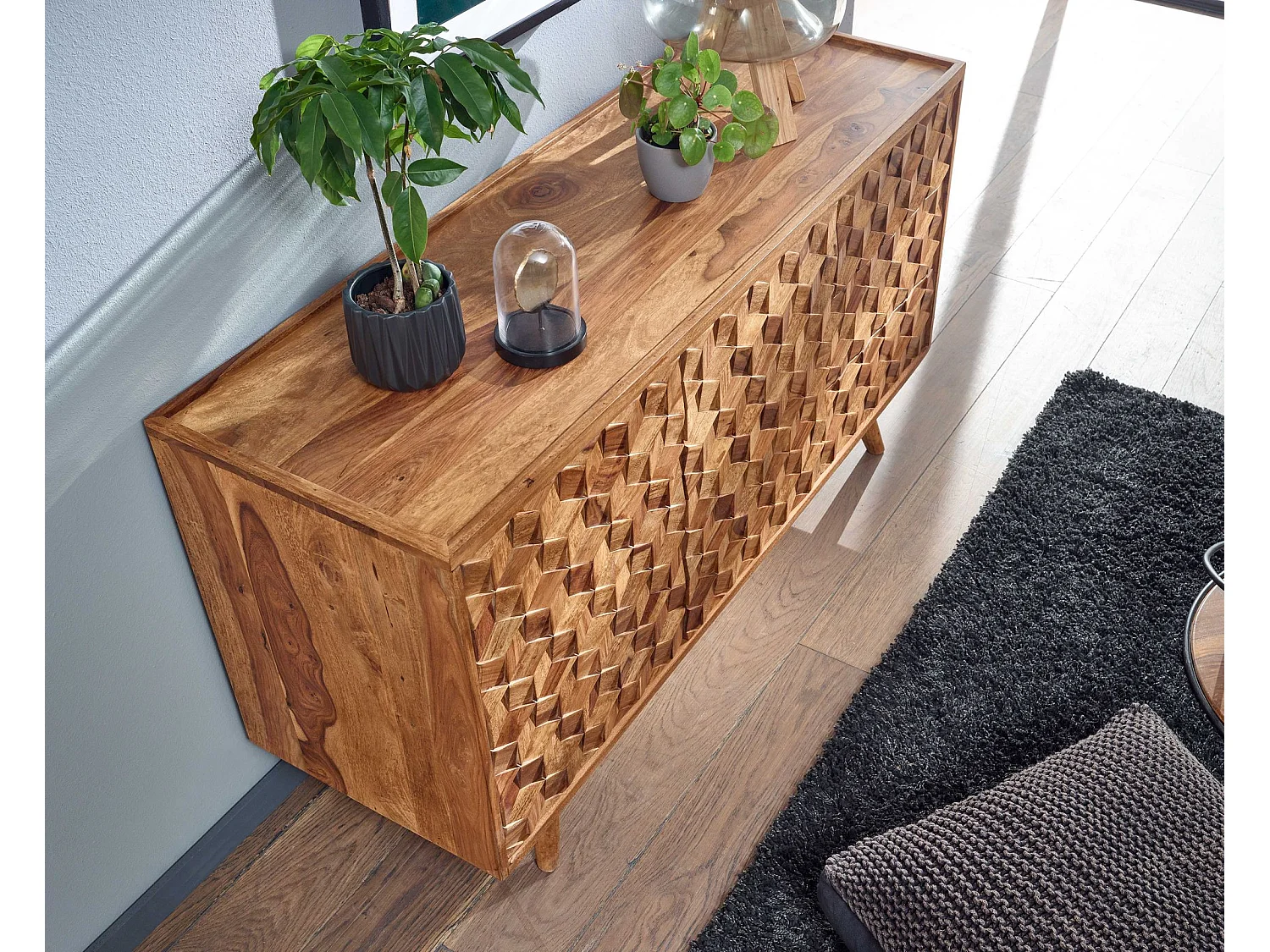 Sideboard  Kommode 138x76x45 cm Holz Massiv Anrichte Modern Standschrank