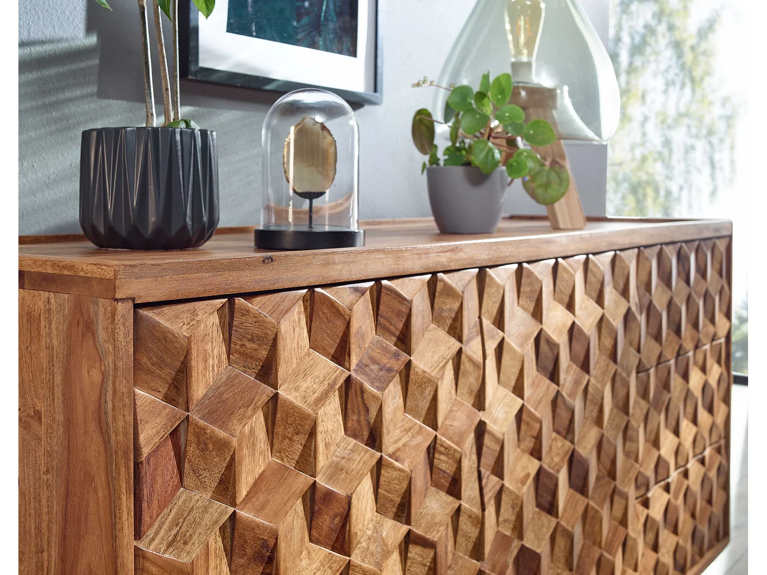 Sideboard  Kommode 138x76x45 cm Holz Massiv Anrichte Modern Standschrank