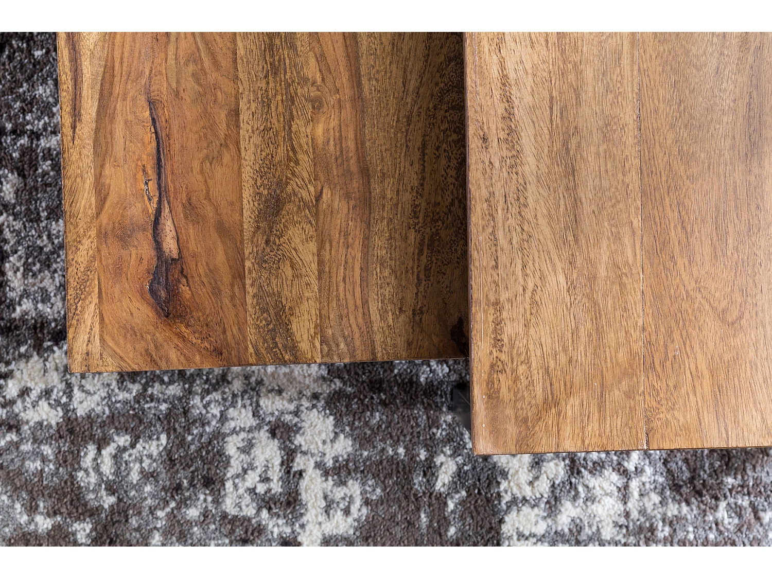 Couchtisch 2 teilig Massivholz Wohnzimmertisch Sheesham Lounge Tisch 75 x 75 cm