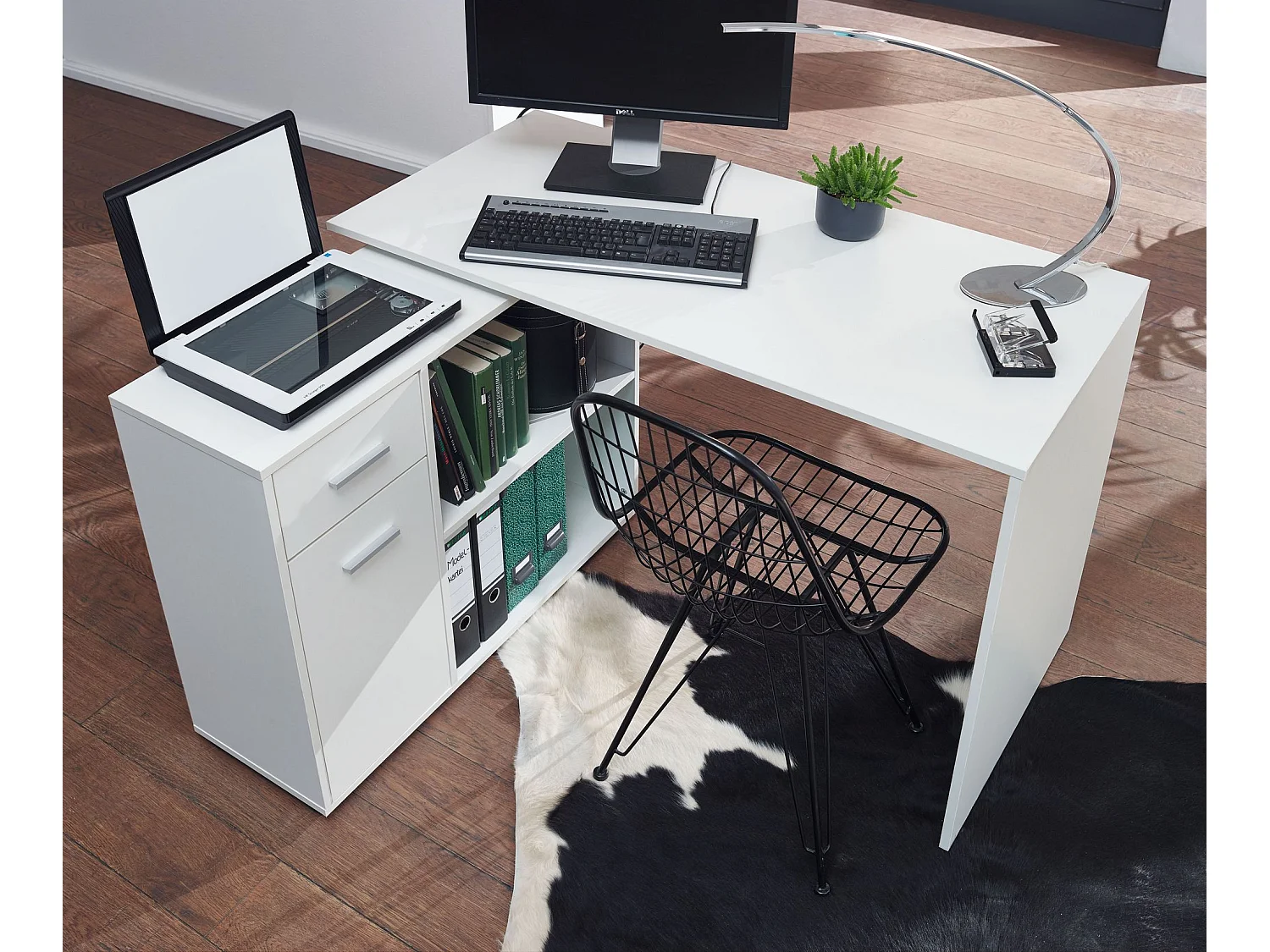 Schreibtisch Computer Eckschreibtisch Bürotisch Regal Winkel PC Tisch