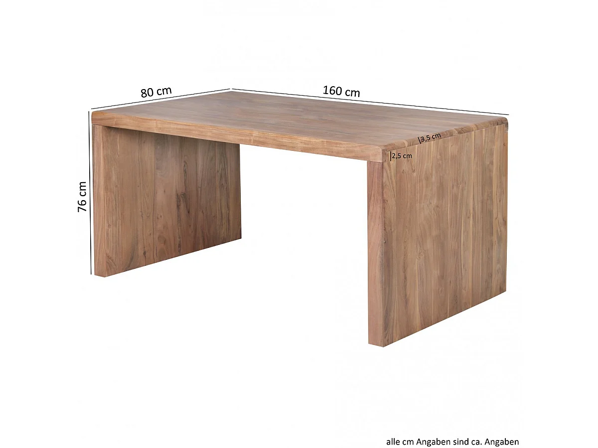 Schreibtisch 160 x 80 x 76 vm Akazie Massiv Bürotisch Büromöbel Neu