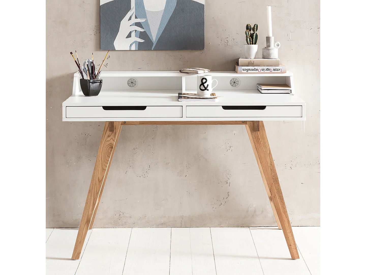 Schreibtisch 110x85x60 cm MDF weiß Arbeitstisch Laptoptisch Bürotisch & Ablage